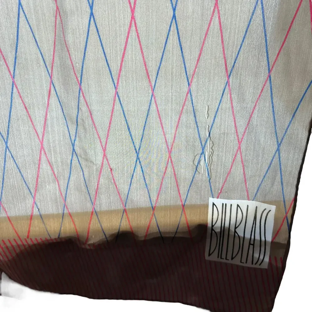 Bill Blass 100% Silk Scarf Made in Japan Tan Windowpane Pattern 1960s-1970s